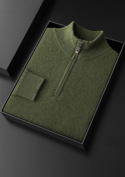 Pure Cashmere Olive Ribbed Half Zip - photo 7