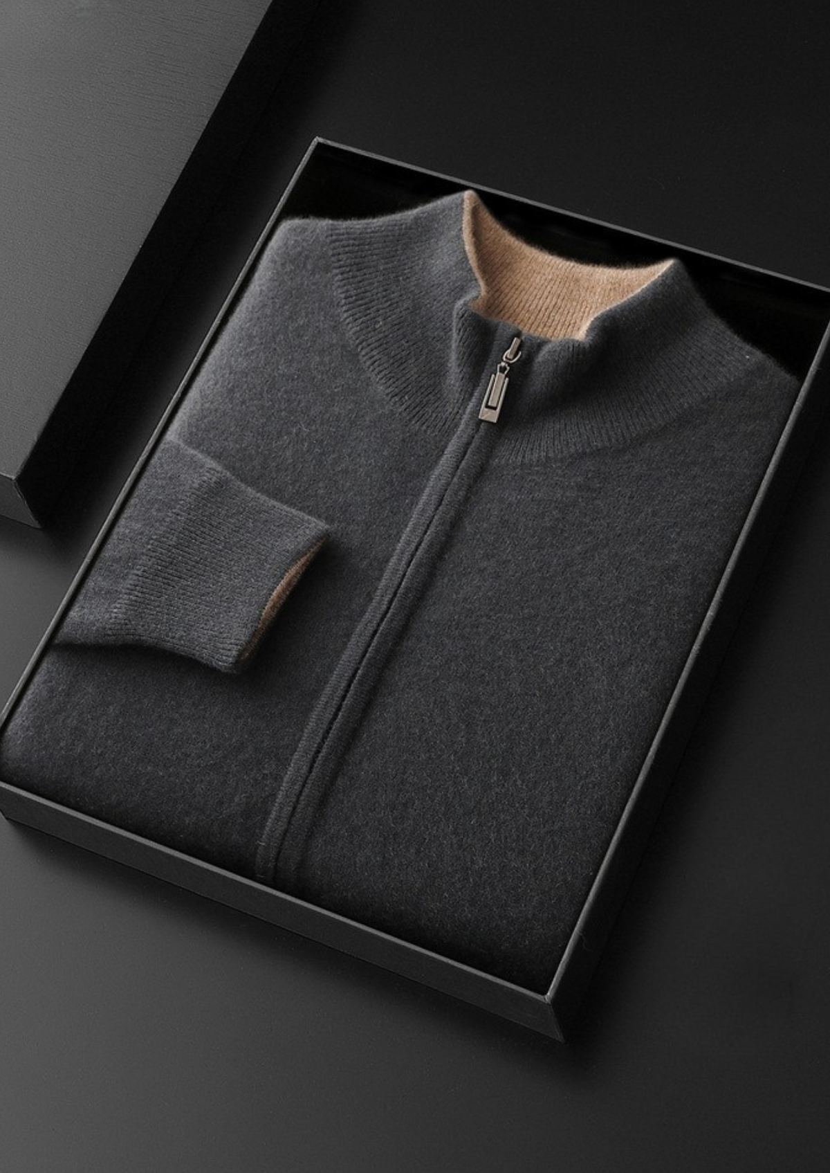 Pure Cashmere Dark Gray Dual Zip Cardigan - photo 3