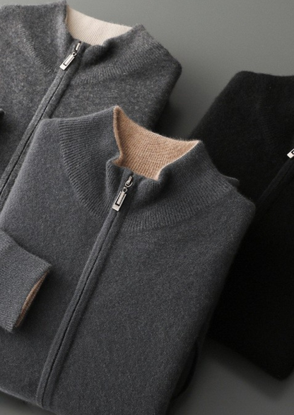 Pure Cashmere Heather Gray Dual Zip Cardigan - photo 2