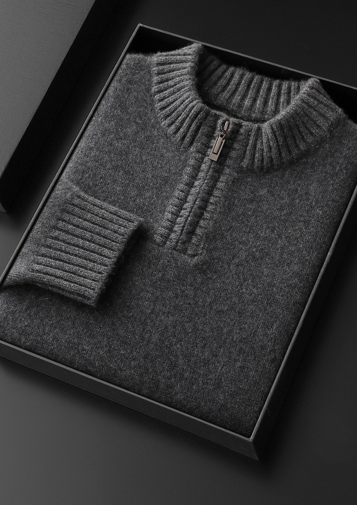 Pure Cashmere Dark Gray Half Zip Sweater - photo 2