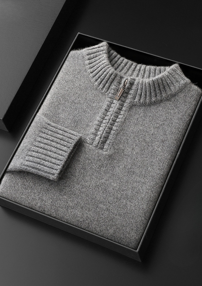 Pure Cashmere Light Gray Half Zip Sweater - photo 2