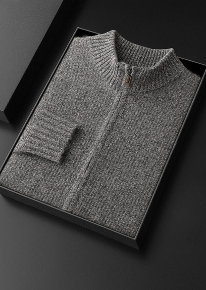 Pure Cashmere Gray Ribbed Zip Cardigan - photo 2