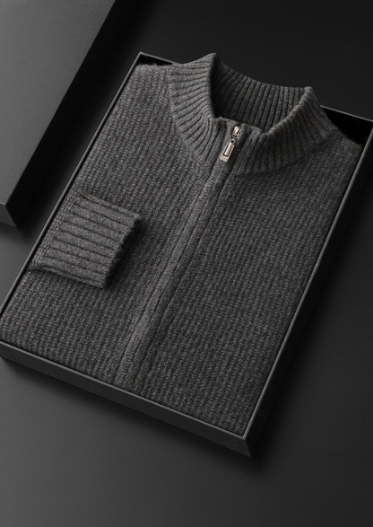 Pure Cashmere Dark Gray Ribbed Zip Cardigan - photo 2