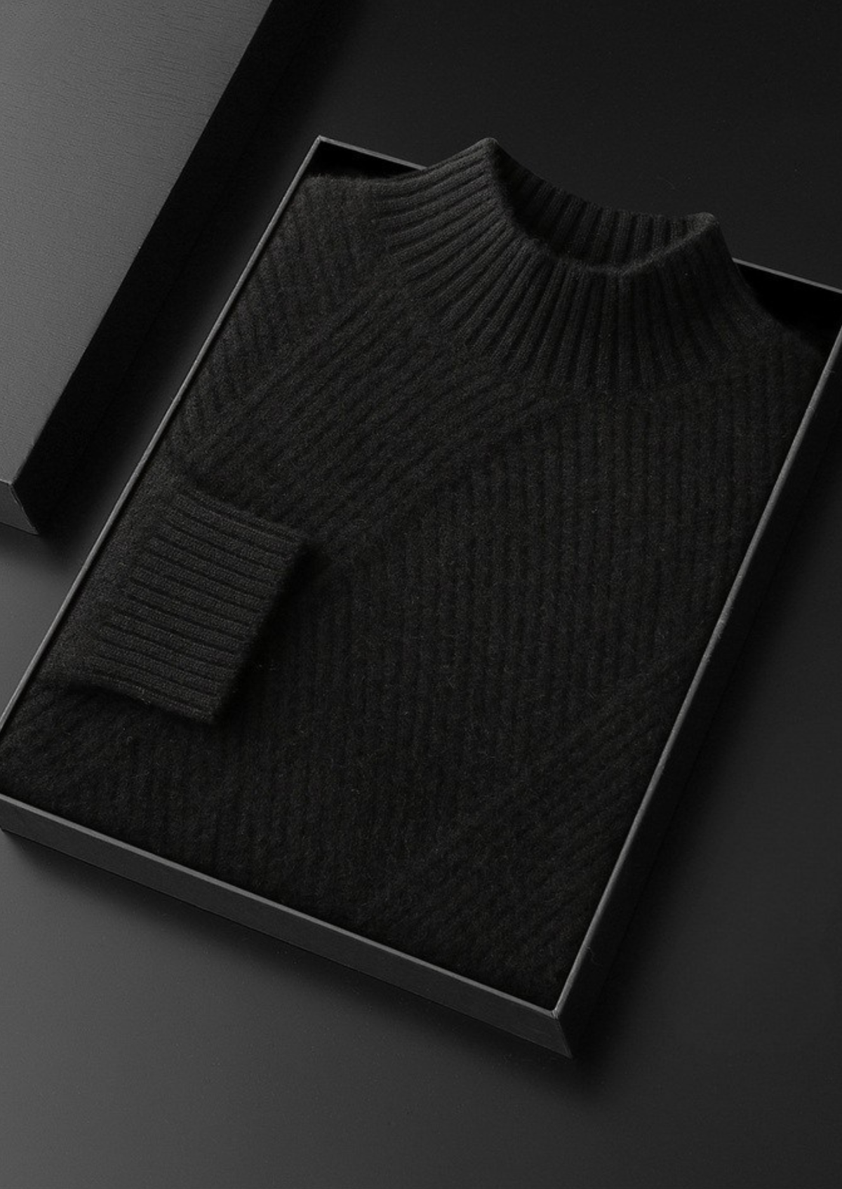 Pure Cashmere Black Patterned Mockneck - photo 2