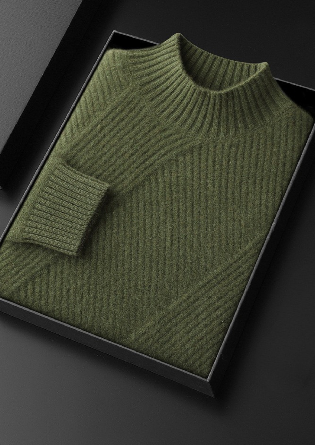 Pure Cashmere Olive Patterned Mockneck - photo 2