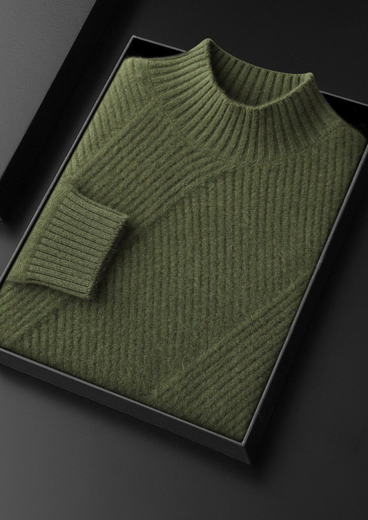 Pure Cashmere Olive Patterned Mockneck - photo 2