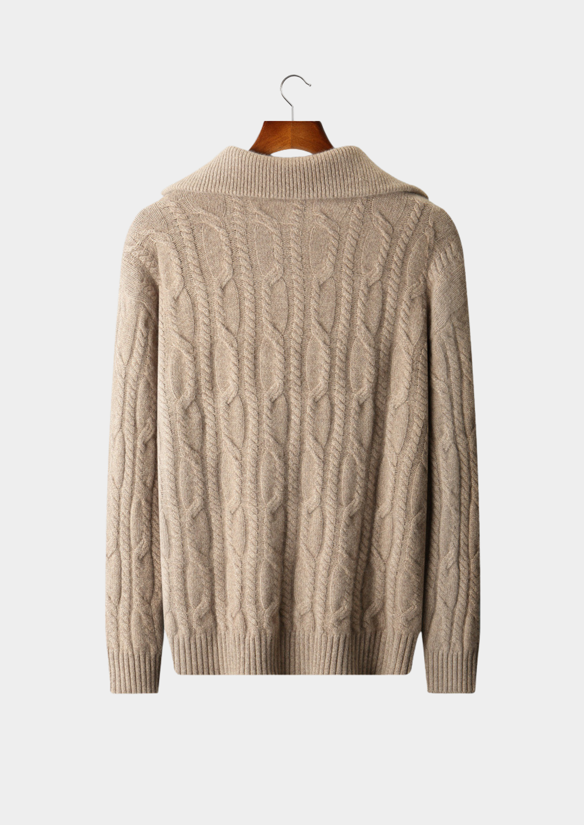 Pure Cashmere Beige Cable Half Zip Sweater - photo 2