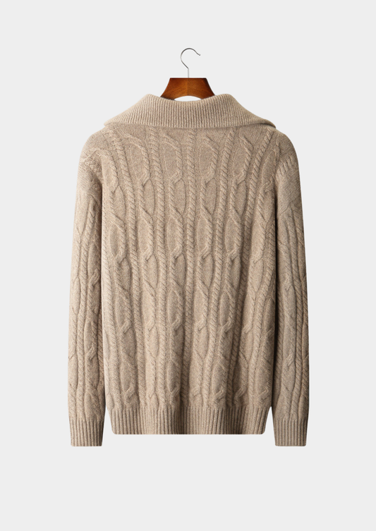 Pure Cashmere Beige Cable Half Zip Sweater - photo 2