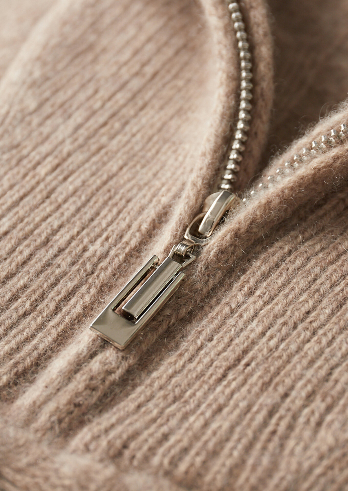 Pure Cashmere Beige Cable Half Zip Sweater - photo 3