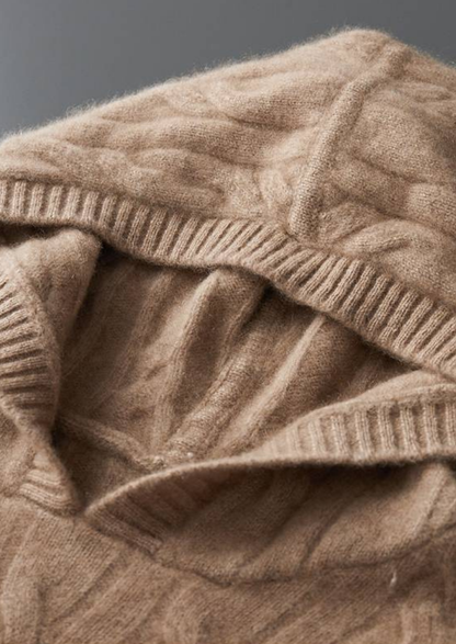 Pure Cashmere Sand Cable Knit Hoodie - photo 4