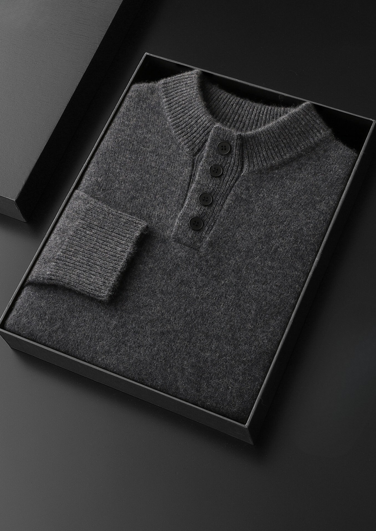 Pure Cashmere Dark Gray Button Sweater - photo 2
