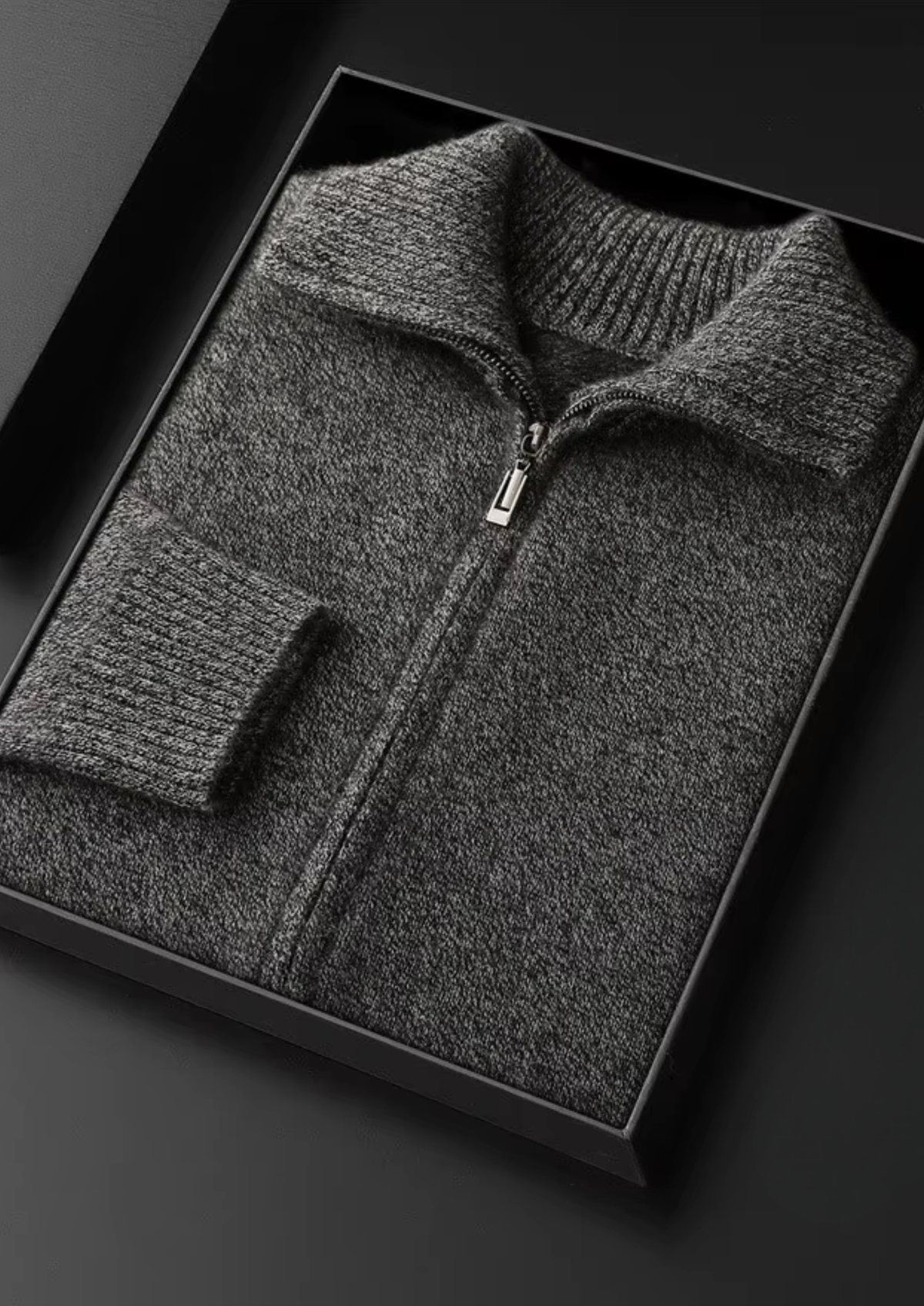 Pure Cashmere Heather Gray Funnel Neck Cardigan - photo 3