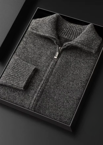 Pure Cashmere Heather Gray Funnel Neck Cardigan - photo 3
