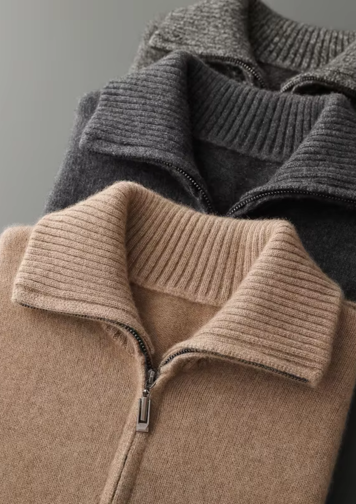 Pure Cashmere Dark Gray Funnel Neck Cardigan - photo 2