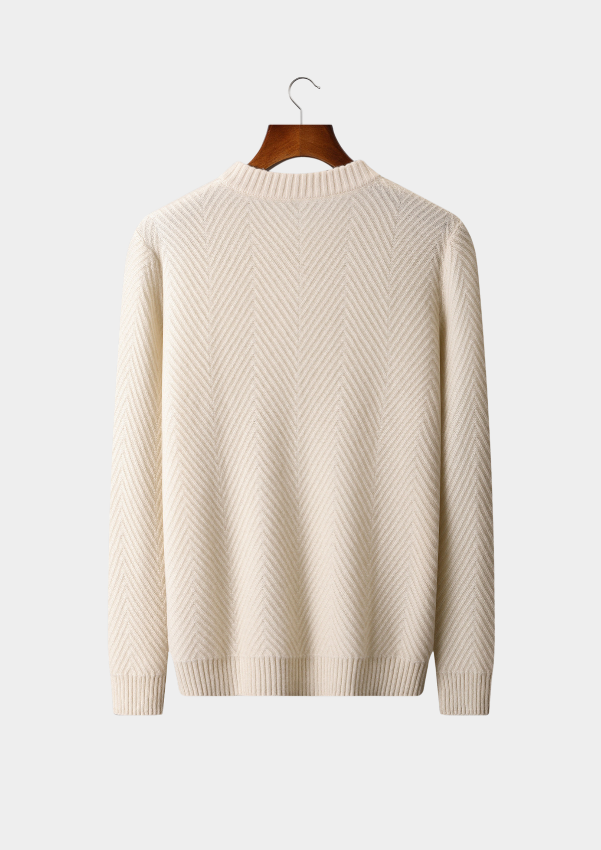 Pure Cashmere Ivory Herringbone Crewneck - photo 2