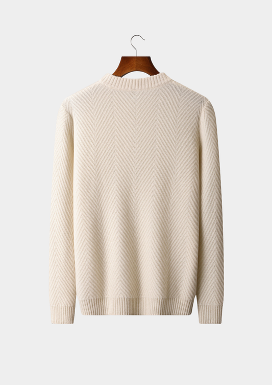 Pure Cashmere Ivory Herringbone Crewneck - photo 2