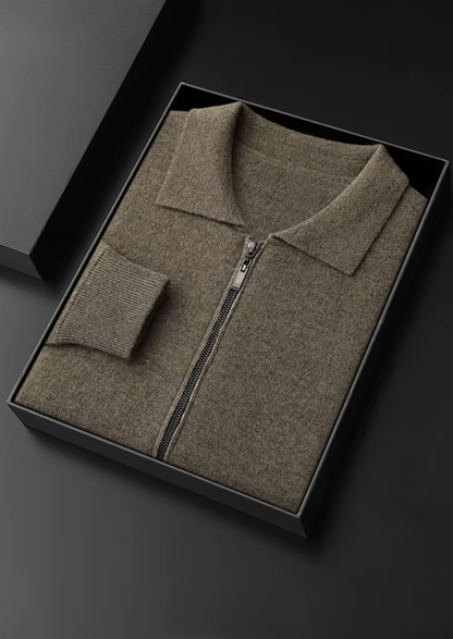Pure Extra-Fine Merino Wool Polo Zip Cardigan - photo 10