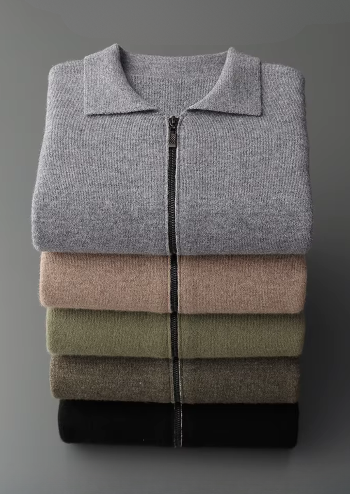 Pure Extra-Fine Merino Wool Polo Zip Cardigan - photo 12