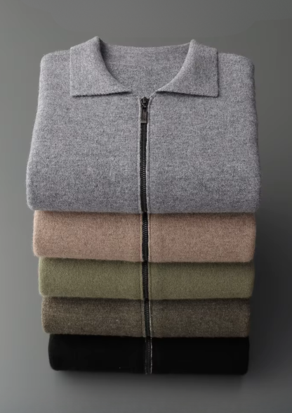 Pure Extra-Fine Merino Wool Polo Zip Cardigan - photo 12