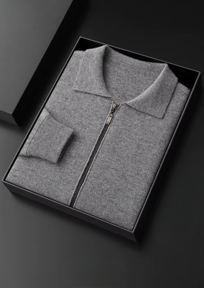 Pure Extra-Fine Merino Wool Polo Zip Cardigan - photo 3