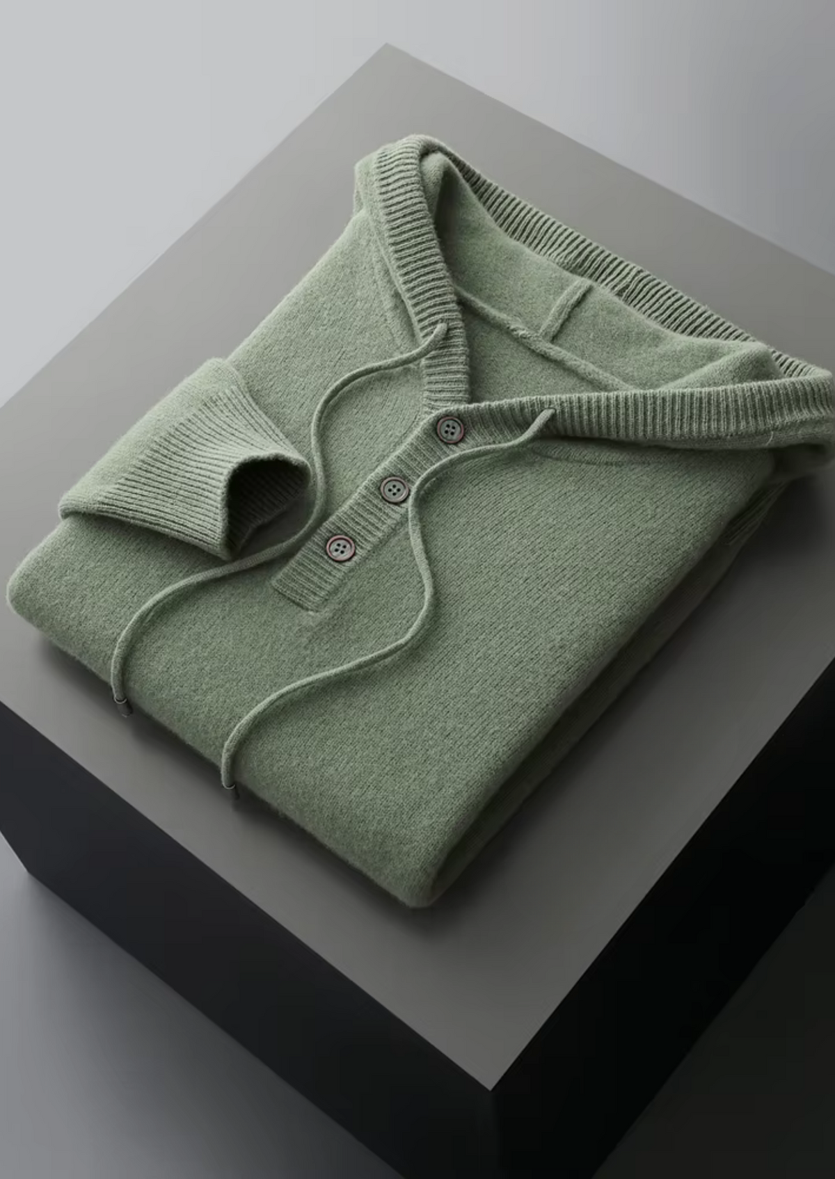 Pure Extra-Fine Merino Wool Button Hoodie - photo 12
