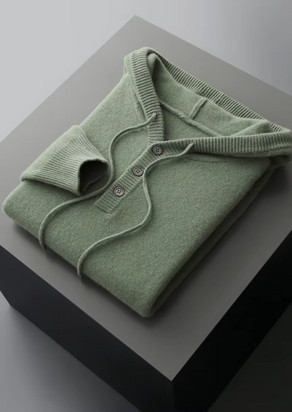 Pure Extra-Fine Merino Wool Button Hoodie - photo 12