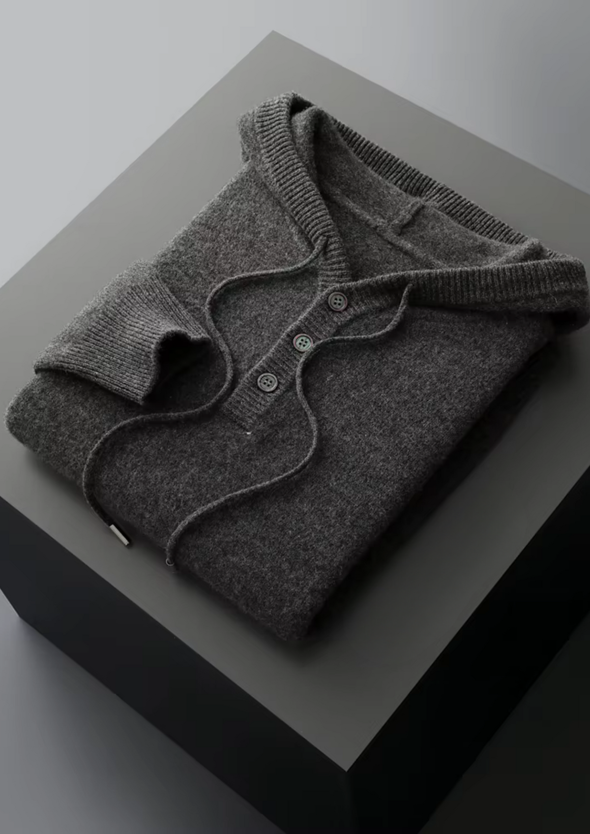 Pure Extra-Fine Merino Wool Button Hoodie - photo 13
