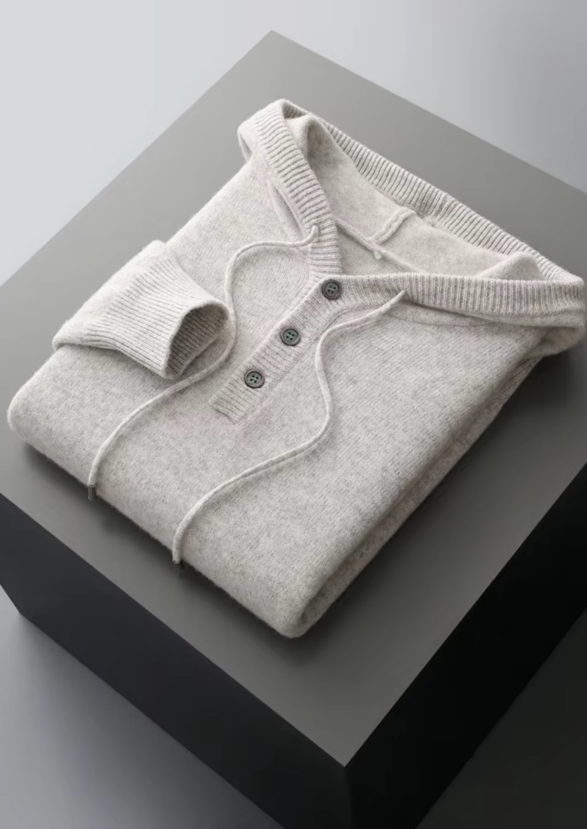 Pure Extra-Fine Merino Wool Button Hoodie - photo 14