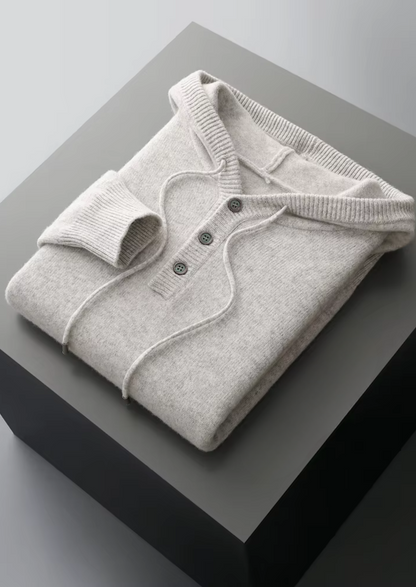 Pure Extra-Fine Merino Wool Button Hoodie - photo 14