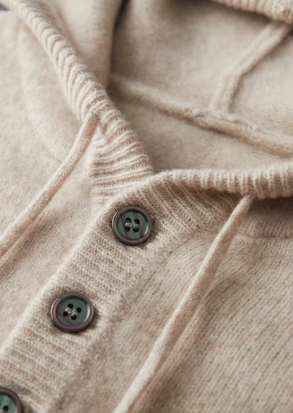 Pure Extra-Fine Merino Wool Button Hoodie - photo 4