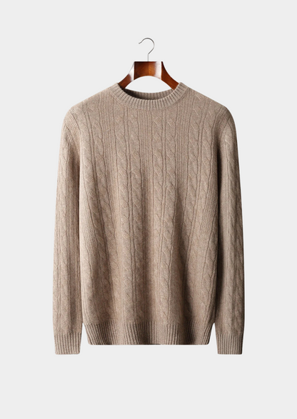 Merino Wool Cable Crewneck, Cream White