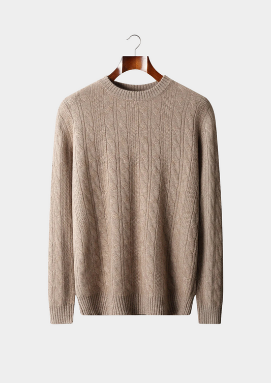 Merino Wool Cable Crewneck, Cream White