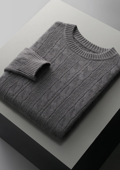 Merino Wool Cable Crewneck, Cream White - photo 11