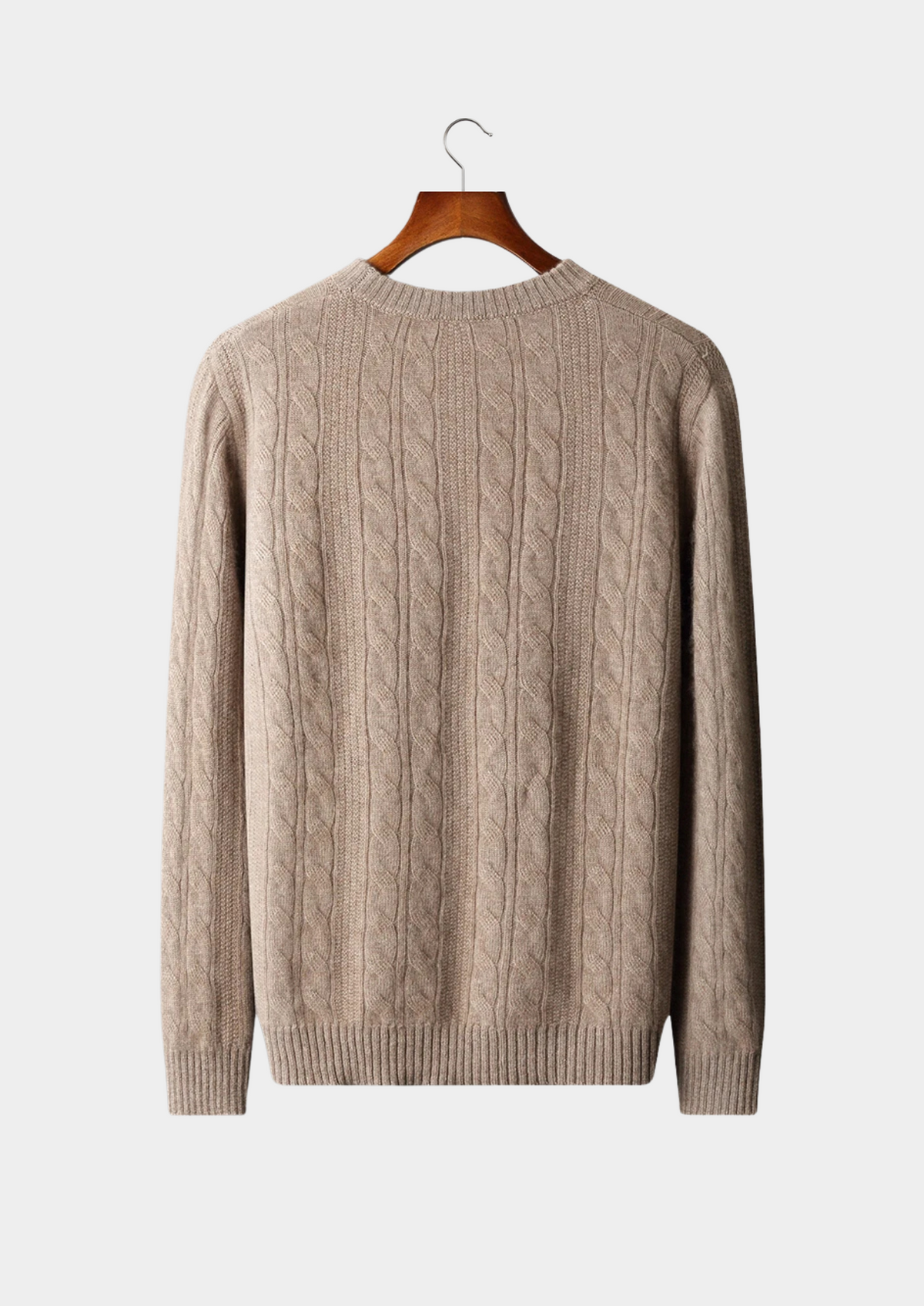 Merino Wool Cable Crewneck, Cream White - photo 2
