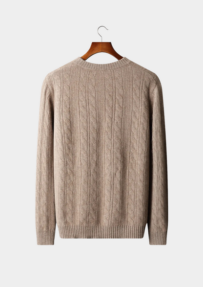 Merino Wool Cable Crewneck, Cream White - photo 2