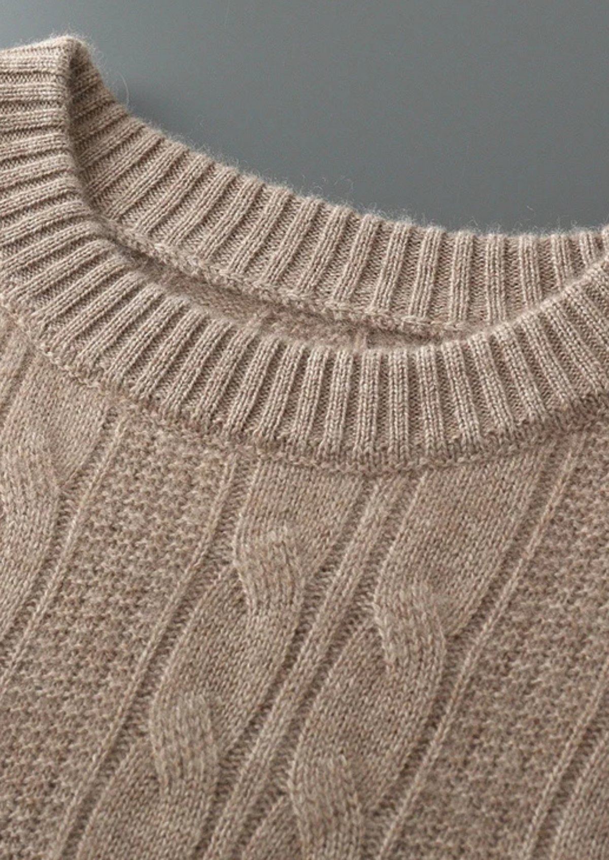 Merino Wool Cable Crewneck, Cream White - photo 5