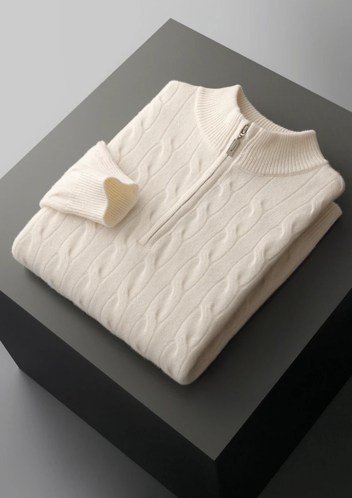 Pure Extra-Fine Merino Wool Cable Half Zip - photo 11