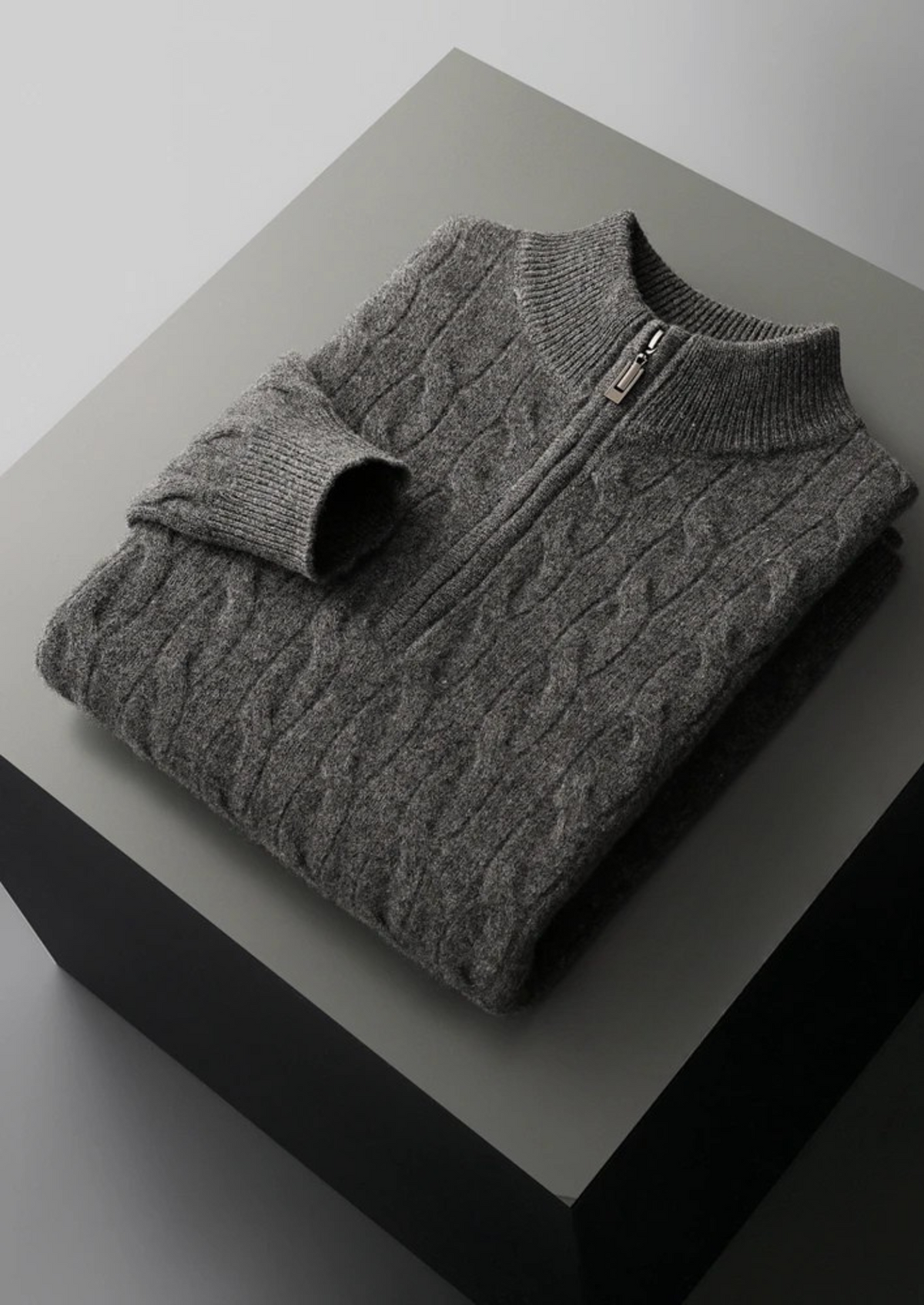 Pure Extra-Fine Merino Wool Cable Half Zip - photo 12