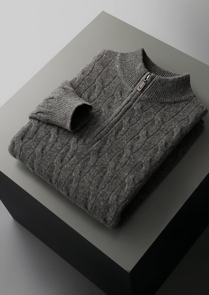 Pure Extra-Fine Merino Wool Cable Half Zip - photo 12