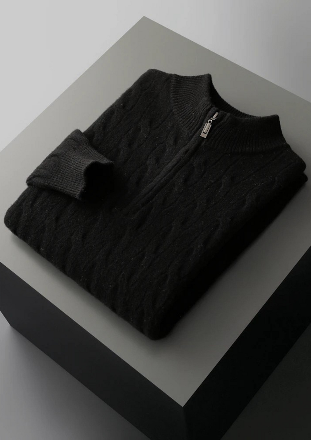 Pure Extra-Fine Merino Wool Cable Half Zip - photo 13