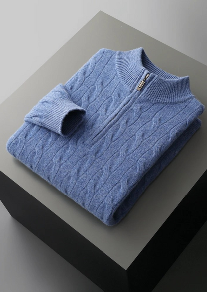 Pure Extra-Fine Merino Wool Cable Half Zip - photo 14