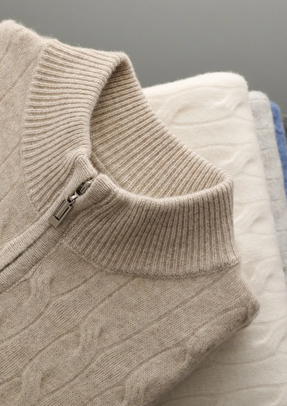 Pure Extra-Fine Merino Wool Cable Half Zip - photo 15