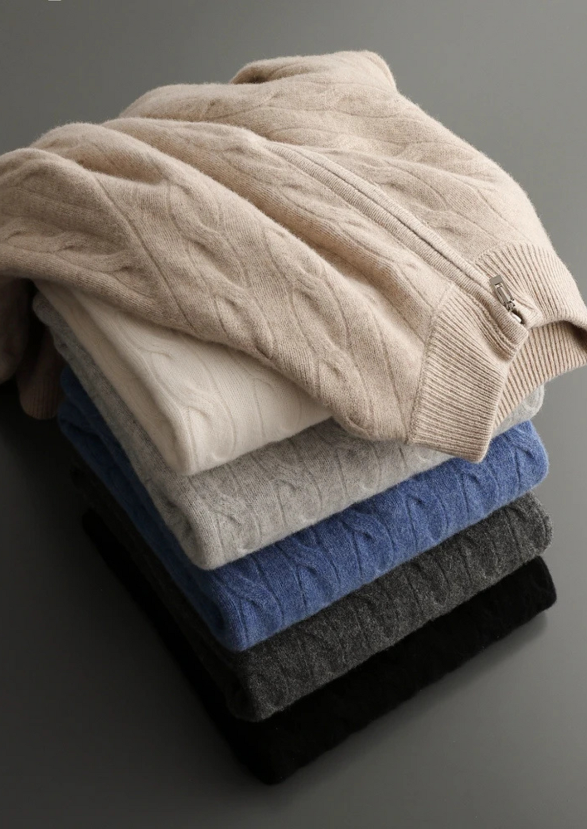 Pure Extra-Fine Merino Wool Cable Half Zip - photo 16
