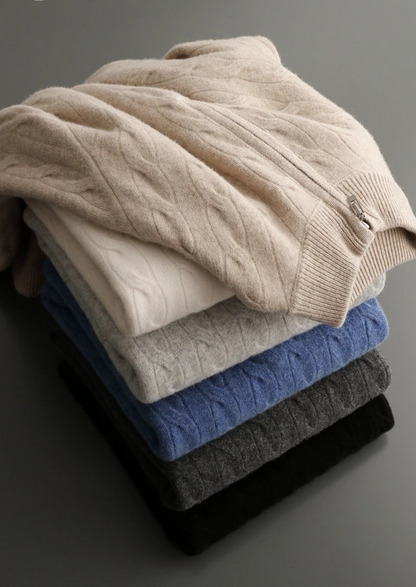 Pure Extra-Fine Merino Wool Cable Half Zip - photo 16