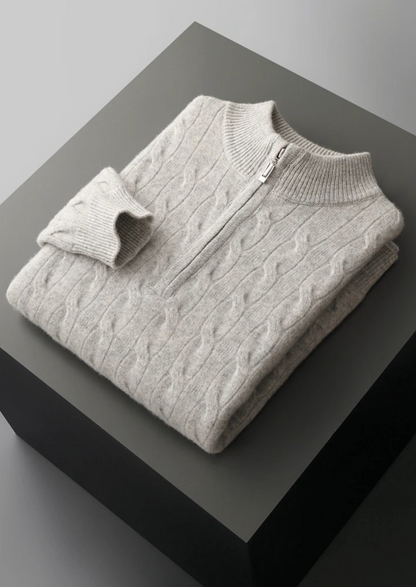 Pure Extra-Fine Merino Wool Cable Half Zip - photo 3