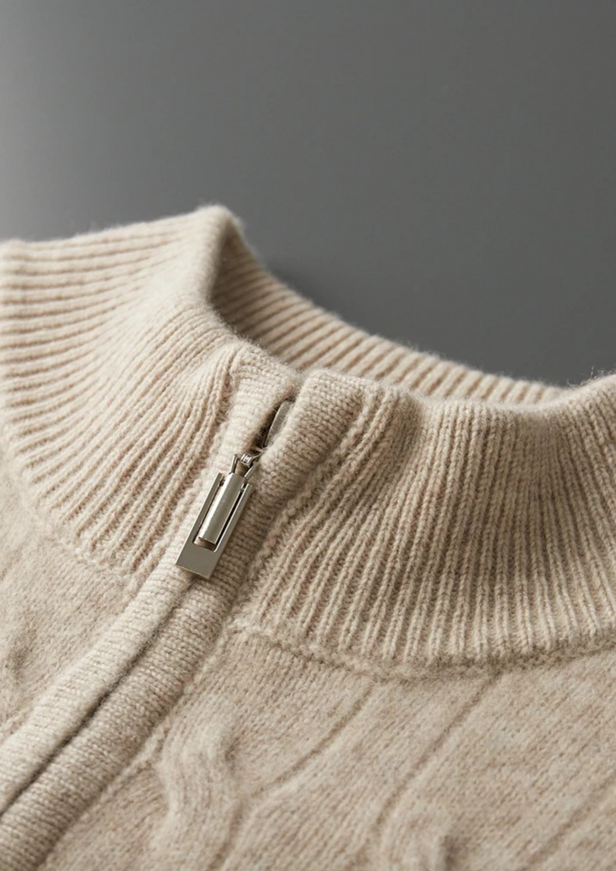 Pure Extra-Fine Merino Wool Cable Half Zip - photo 7