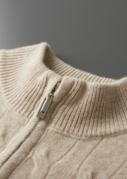 Pure Extra-Fine Merino Wool Cable Half Zip - photo 7