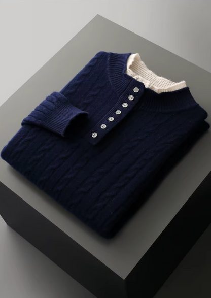 Pure Extra-Fine Merino Wool Cable Knit Henley Sweater - photo 10