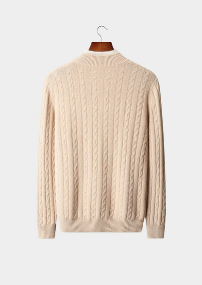 Pure Extra-Fine Merino Wool Cable Knit Henley Sweater - photo 2
