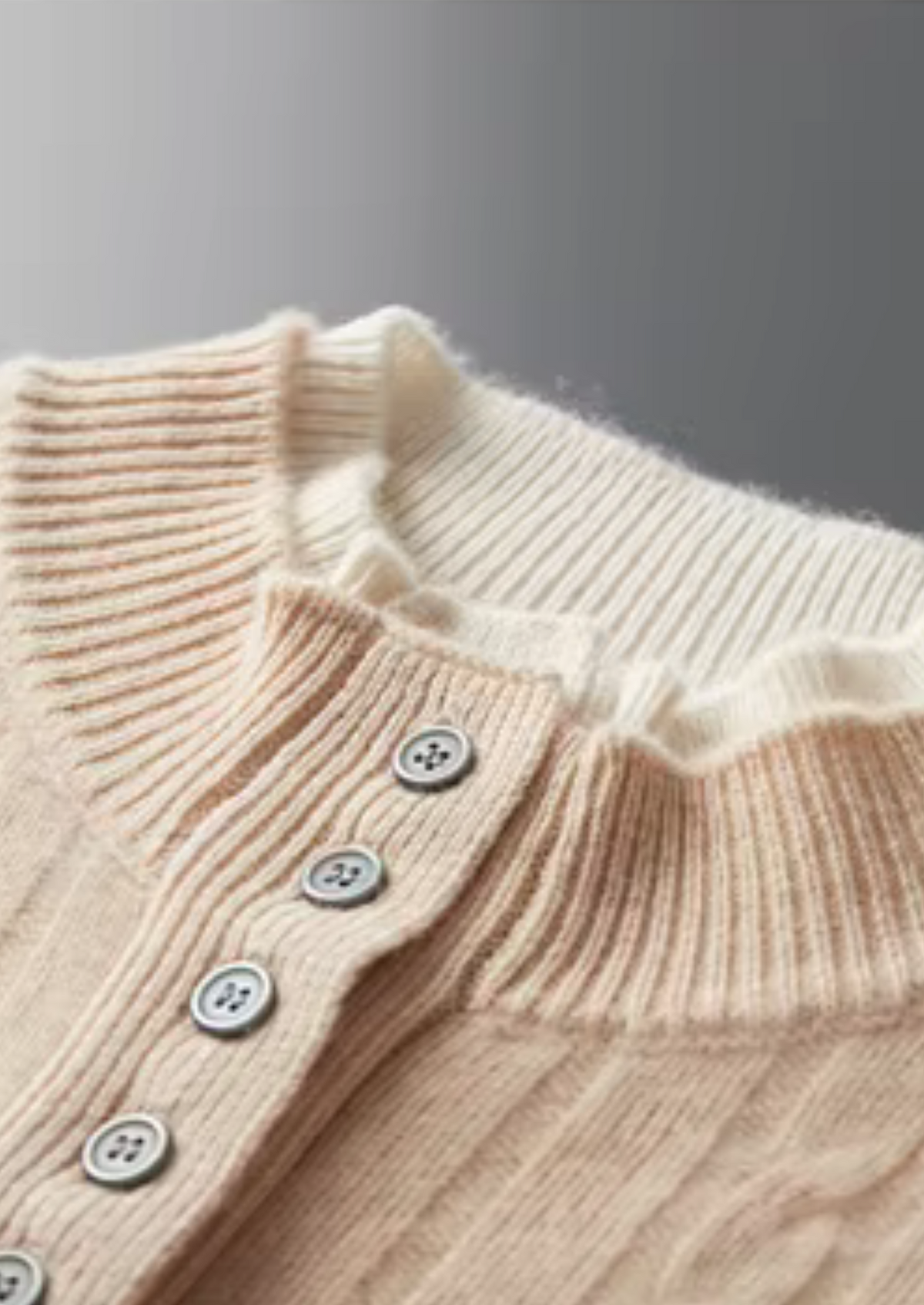 Pure Extra-Fine Merino Wool Cable Knit Henley Sweater - photo 6